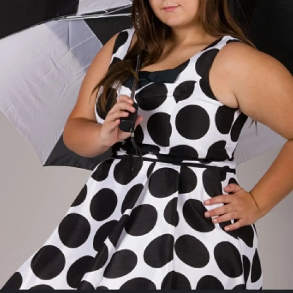 CITY TRIANGLE FIT-AND-FLARE POLKA DOTS SLEEVELESS SCOOP NECKLINE WOMEN"S DRESS